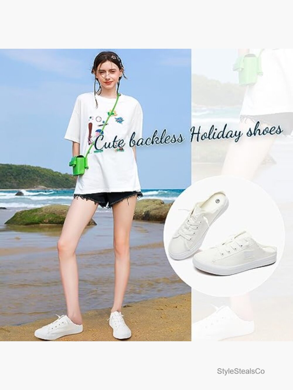 Canvas Slip On Sneakers Mules Loafers Comfortable Non Slip Backless Shoes Women - Picture 4 of 7